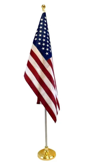 8ft Silver Indoor Flag & Pole Kit Set