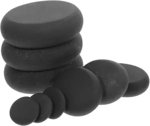9Pcs Basalt Hot Stones Massage Kit Oval Shaped Black Massage Rocks for Relaxation and Warmth for Home Spa Salon and Wellness Treatments