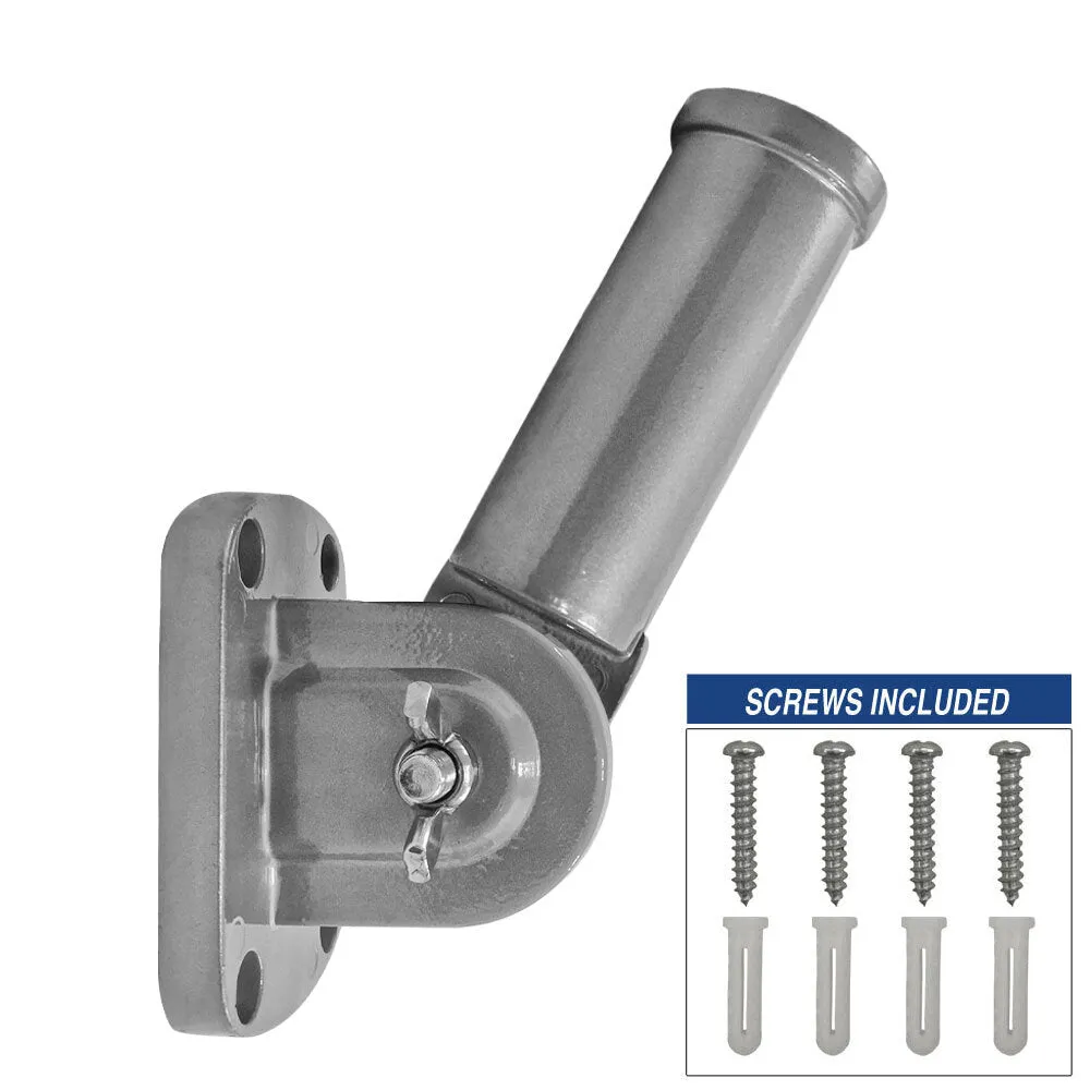 Adjustable Aluminum Bracket for Flag Pole (Silver)
