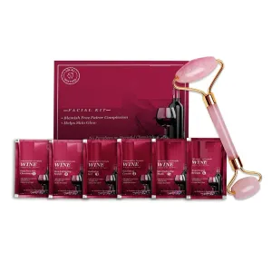Advanced Pro Formula Wine Facial Cleanup Kit for Glowing Skin Blemish Free, Remove Blackheads, Fairer Complexion 60gm with Jade Roller