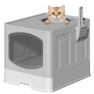 Affordable scoop, Extra-large grey litter Private sale box litter cat foldable with LunaLulinlk