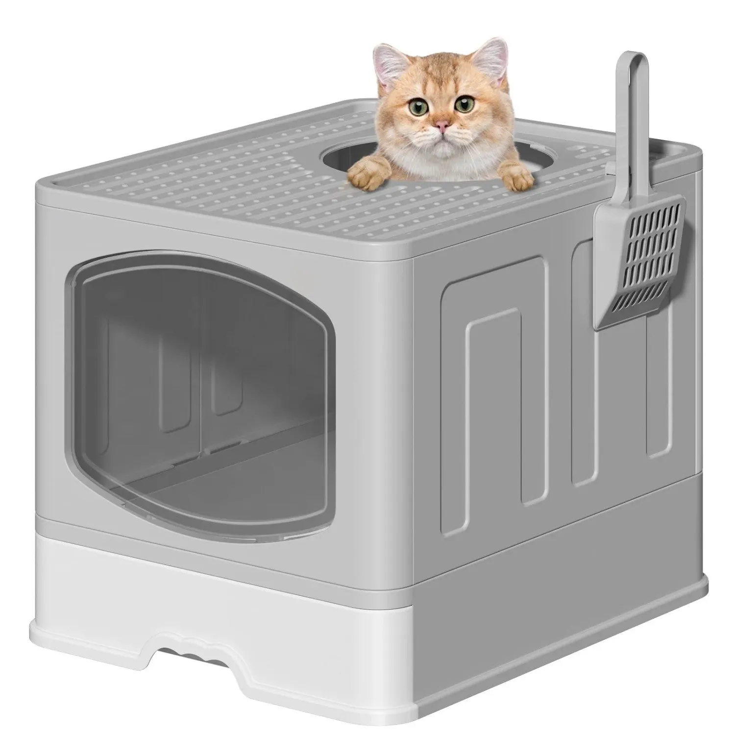 Affordable scoop, Extra-large grey litter Private sale box litter cat foldable with LunaLulinlk