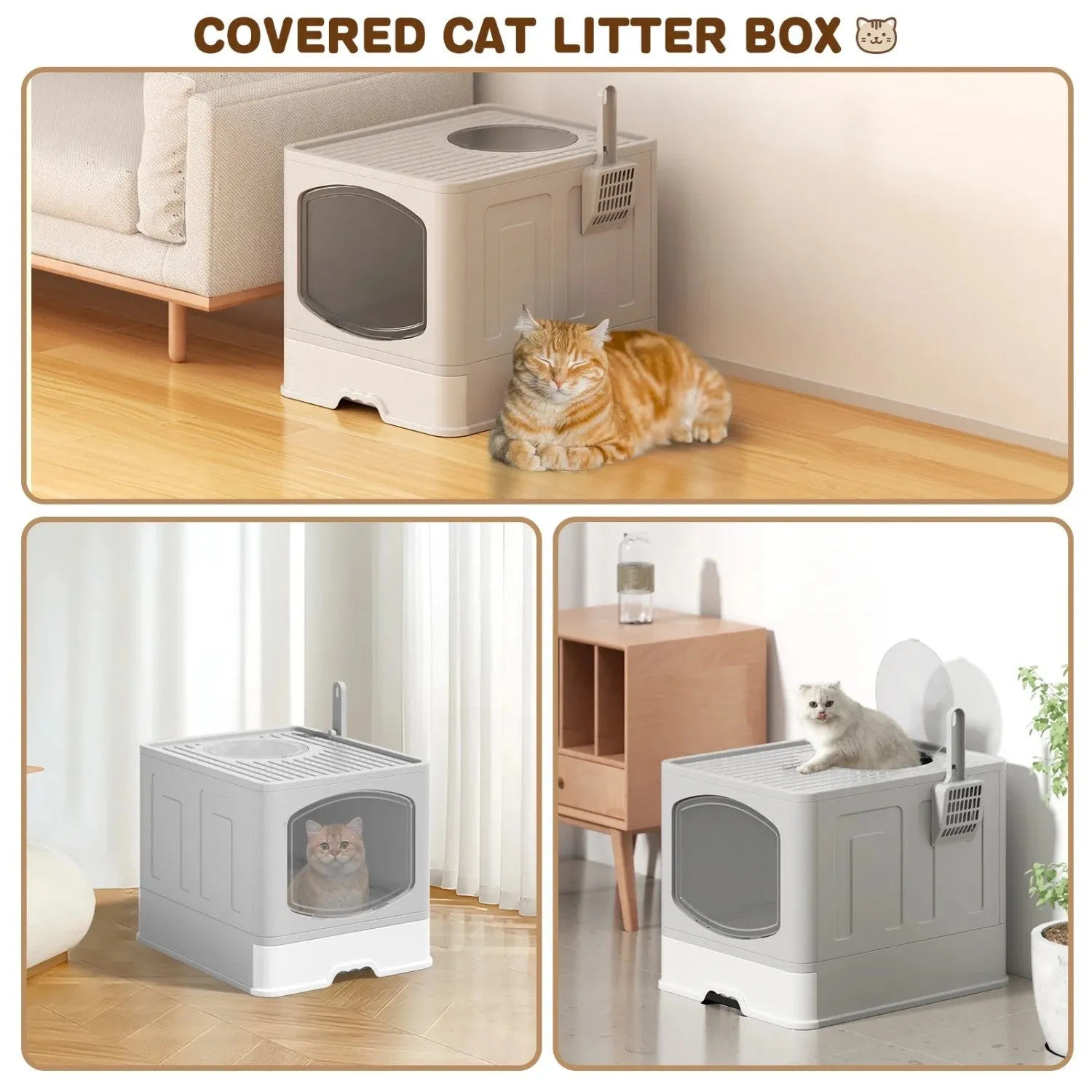 Affordable scoop, Extra-large grey litter Private sale box litter cat foldable with LunaLulinlk