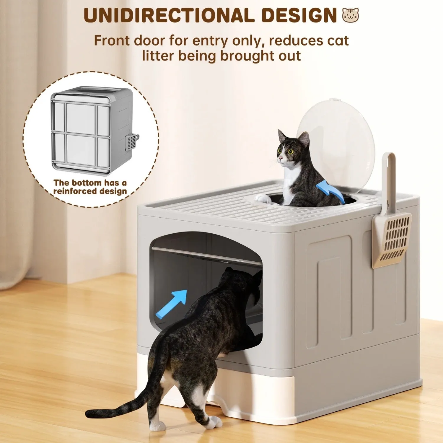 Affordable scoop, Extra-large grey litter Private sale box litter cat foldable with LunaLulinlk
