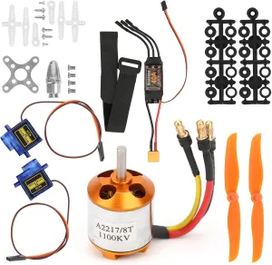 Alomejor Helicopter Fixed Wing Set 2217 KV1100 Motor 1060 Propeller 9G Servo 40A ESC Kit for RC Plane