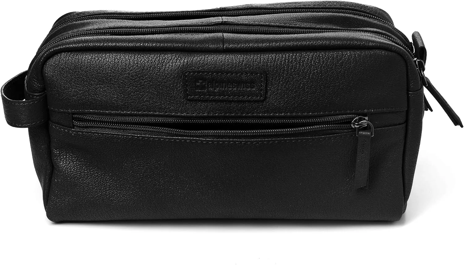 Alpine Swiss Sedona Toiletry Bag Genuine Leather Shaving Kit Dopp Kit Travel Case