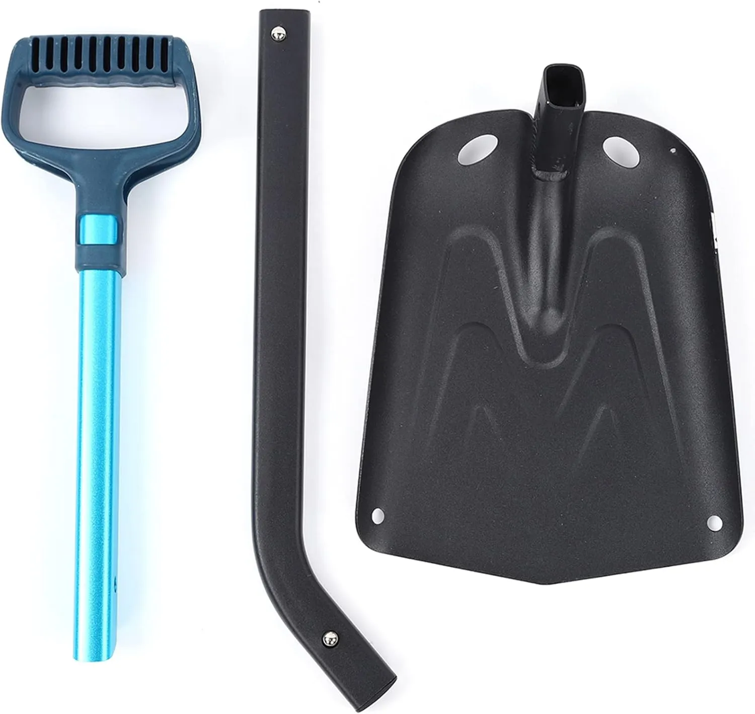 Aluminium Alloy Folding Snow Shovel Long Handle Multifunction Tool for Outdoor Camping Hiking Black Blue 94cm