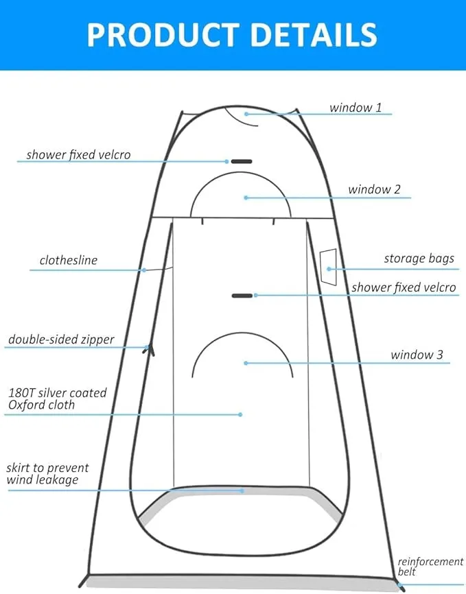 anngrowy Pop Up Privacy Tent Shower Tent Portable Outdoor Camping Bathroom Toilet Tent Changing Dressing Room Privacy Shelters Room for Hiking and Beach Sun Shelter Picnic Fishing– UPF40  Waterproof