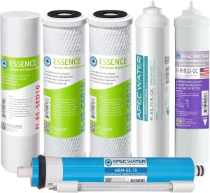 APEC Water Systems FILTER-MAX-ESPHUV-SS 75 GPD High Capacity Complete Replacement Set For Essence Series ROES-PHUV75 Reverse Osmosis System Stage 1-7