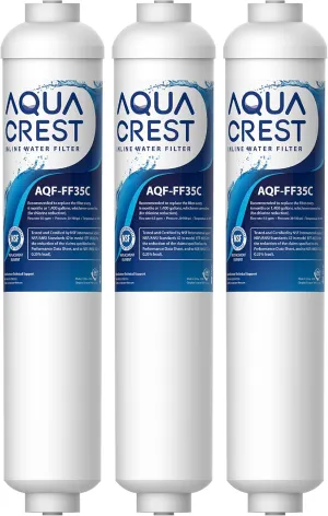 AQUA CREST GXRTDR Inline Water Filter, NSF42 Certified, Replacement for GE® GXRTDR, IC-100A, Samsung DA29-10105J, Whirlpool WHKF-IMTO, 3 Filters (Package May Vary)