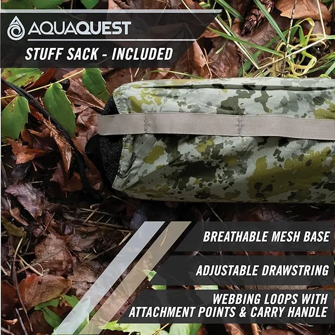 AquaQuest Defender Camping Tarp - Heavy Duty Tent Shelter or Rain Fly - Waterproof Camping Essentials for Hiking, Bushcraft & Hammock, 20 x 13 ft, Boulder Camo