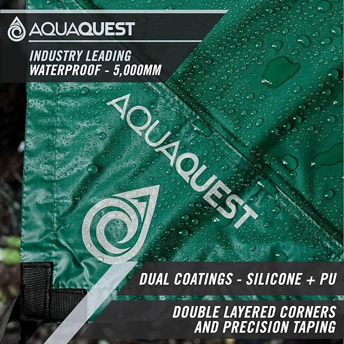 AquaQuest Guide Camping Tarp - Ultralight Tent Cover or Rain Fly - Waterproof Camping Gear Must Haves for Hiking, Hammock, Bivy & Survival, 13 x 10 ft, Forester Green