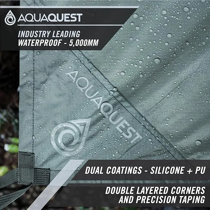 AquaQuest Safari Camping Tarp - Lightweight Durable Rain Fly - Waterproof Camping Essentials for Hiking, Backpacking & Hammock, 20 x 13 ft, Stealth Gray