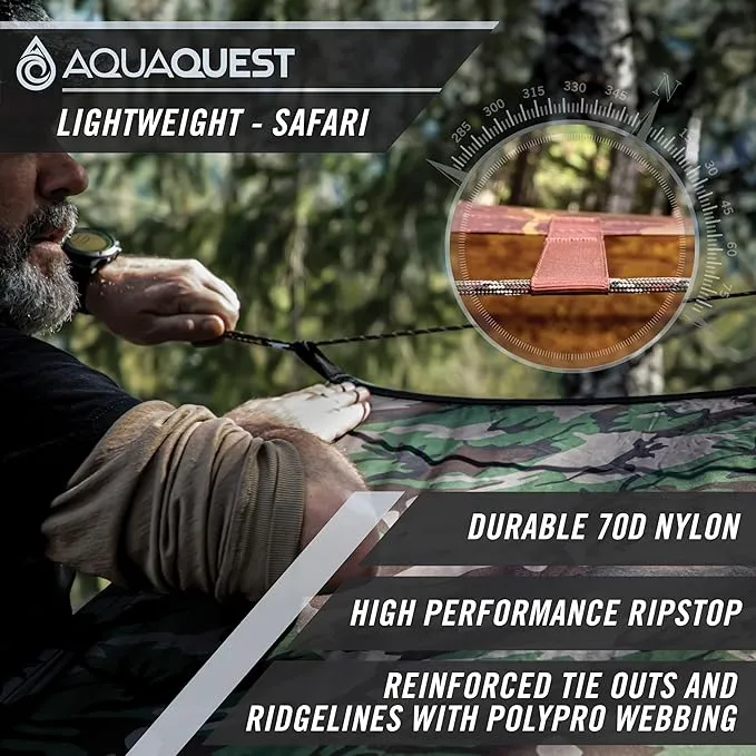 AquaQuest Safari Camping Tarp - Lightweight Durable Rain Fly - Waterproof Camping Essentials for Hiking, Backpacking & Hammock, 20 x 13 ft, Stealth Gray