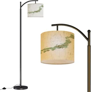 Arc Floor Lamps Japan Topographic Relief Map 3D Render Modern LED Adjustable Lampshade Standing Light for Living Room Reading Bedroom Office
