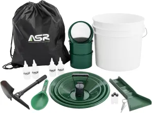 ASR Outdoor Mini Rubber Sluice Box with Bucket Gold Panning Kit, 20pc