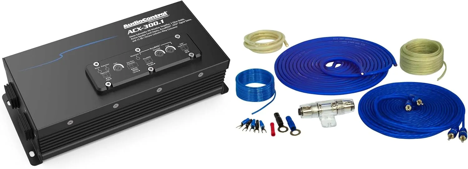 AudioControl ACX-300.1 Mono Powersports/Marine Amplifier — 300 watts RMS x 1 at 2 ohms with 8GA OFC Pure Copper Wiring Kit