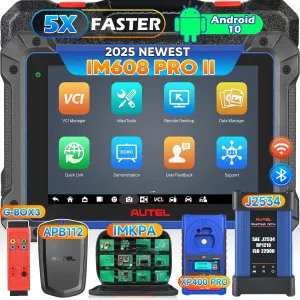 Autel MaxiIM IM608 PRO 2, 2025 IM608 PRO II Automotive Diagnostic Tool with XP400 PRO IMKPA GBOX3 APB112 ($1316 Bundle), ECU Coding as Elite II Pro, 3000  Tests, 40 Reset, OS10 4/128GB CAN FD DoIP