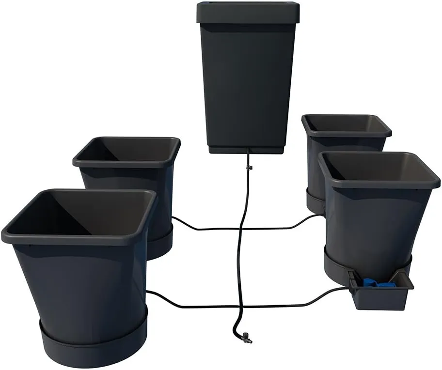 AutoPot 4 Pot XL System with 6.6 Gallon Pots and12.4 Gallon Tank - Self-Watering Gravity-Fed Hydroponic Indoor System, Black