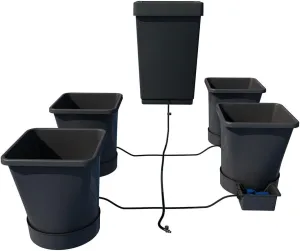 AutoPot 4 Pot XL System with 6.6 Gallon Pots and12.4 Gallon Tank - Self-Watering Gravity-Fed Hydroponic Indoor System, Black