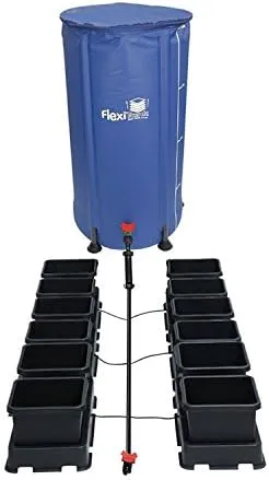 AutoPot easy2grow 12 Pot System with 2.2 Gallon pots and 25 Gallon FlexiTank - Self-Watering, Gravity-Fed Hydroponic System, Indoor, Black