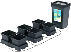 AutoPot easy2grow Kit 6 with 2.2 Gallon pots and 12.4 Gallon Tank - Self-Watering Gravity-Fed Hydroponic Indoor System, Black