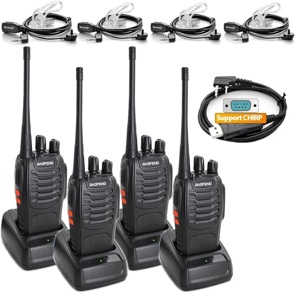 BAOFENG BF-888S Walkie Talkies High-Performance Long Range Two Way Radios for Outdoor Adventures and Team Communication (Pack of 4)