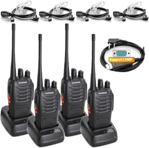 BAOFENG BF-888S Walkie Talkies High-Performance Long Range Two Way Radios for Outdoor Adventures and Team Communication (Pack of 4)