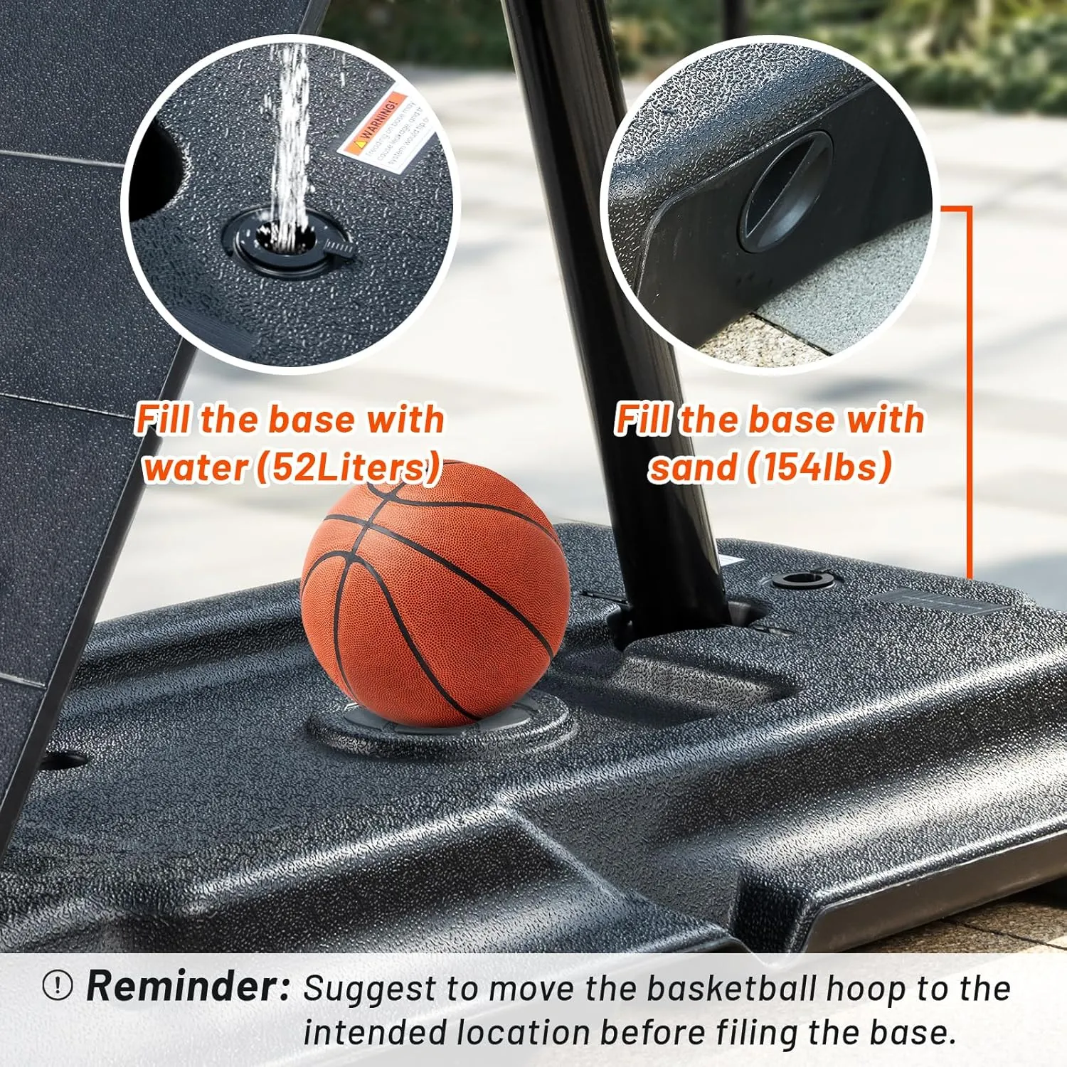 Basketball Hoop 48 Inch Backboard Portable Basketball Hoop Outdoor,5.3-10ft Stepless Regulation Crank Adjust Basketball Goal System