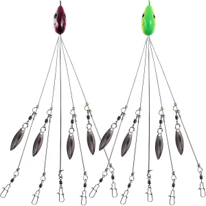 Bass Lures Alabama Rig Bait Kit—Stainless-Steel Multi-Lure Willow-Blade Rig, Ultralight Build, 3 D Fish-Eye Detail, 2 Pack Suited to Salt-Water Anglers