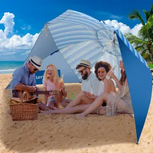 Beach Shelter Umbrella Premiere UPF 50  Umbrella Shelter for Sun and Rain Protection for Adult (10-Foot,Blue Stripe)