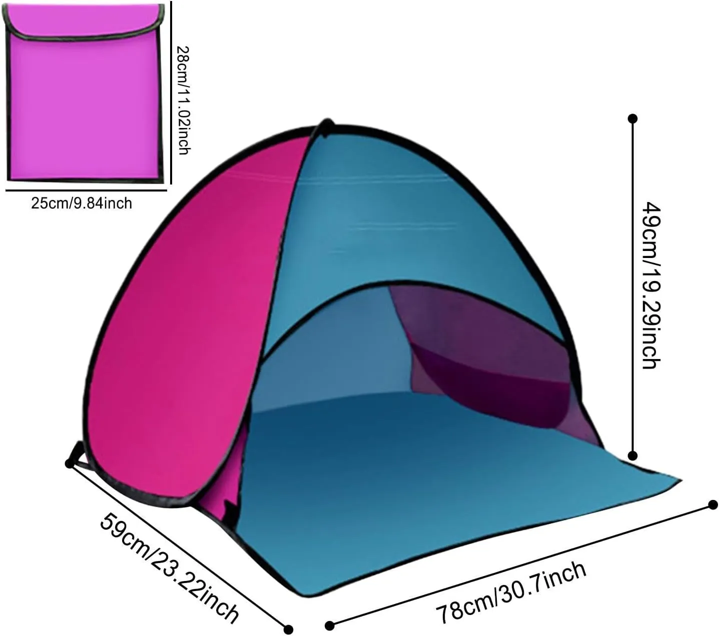 Beach Sun Shelters, Instant Sun Shade Canopy Head PopUp Canopy Automatic Shade Tent for Camping Hiking Picnic Portable Sun Shelter Windproof Waterproof with Mobile Phone Stand