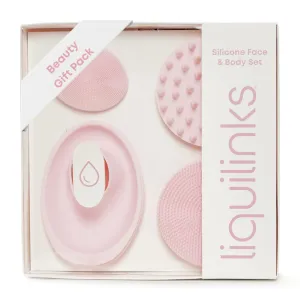 Beauty Gift Set for Face & Body - Spa Kit with Silicone Wristbands, Body Scrubber, Face Buffer & Scalp Exfoliator - Essential Skincare for Teen Girls & Women (Blush Pink)