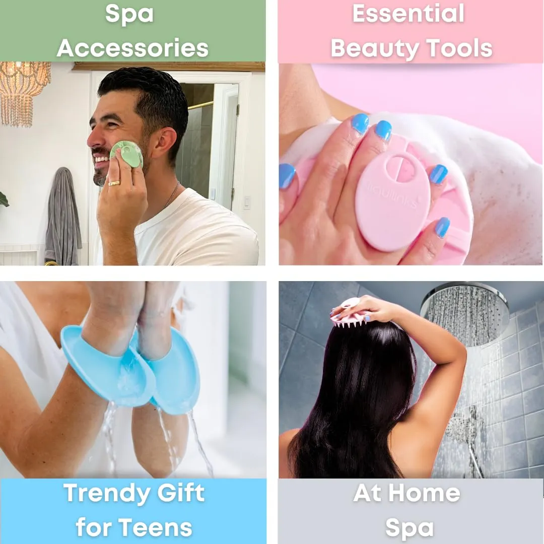 Beauty Gift Set for Face & Body - Spa Kit with Silicone Wristbands, Body Scrubber, Face Buffer & Scalp Exfoliator - Essential Skincare for Teen Girls & Women (Blush Pink)