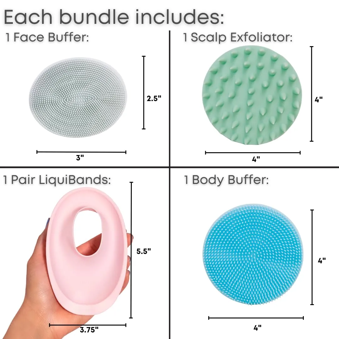 Beauty Gift Set for Face & Body - Spa Kit with Silicone Wristbands, Body Scrubber, Face Buffer & Scalp Exfoliator - Essential Skincare for Teen Girls & Women (Blush Pink)