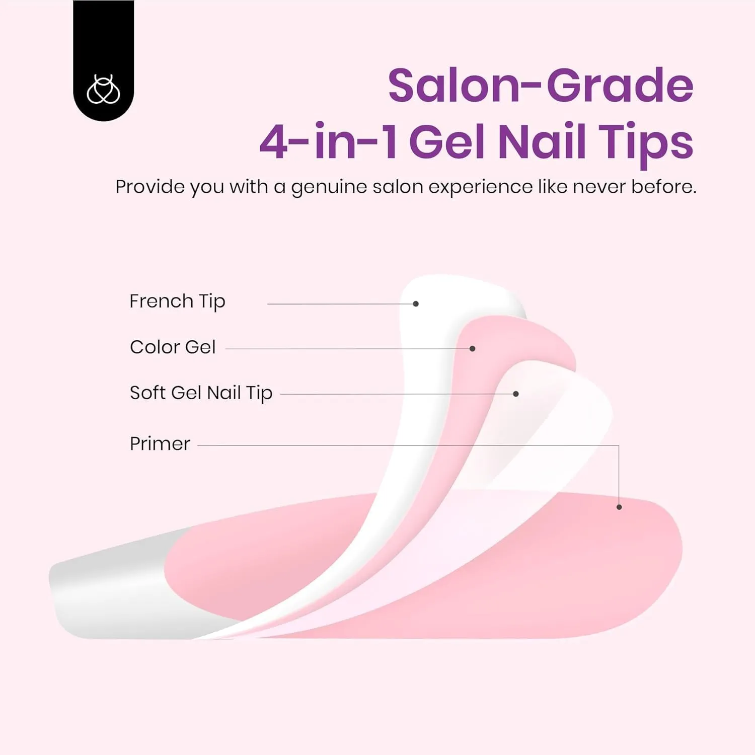Beetles Extra Short Press On Nails: 210 Pieces Pink Ultra-Short Almond Gel Nail Tips with Pre-Applied Primer & Base Coat, No Filing Needed, DIY Manicure