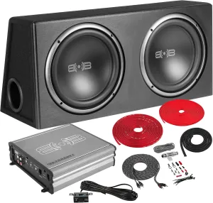 BELVA BPKG212v2 1200W Dual 12" Car Subwoofer with Ported Enclosure, Monoblock Amplifier, Wiring Kit and Remote Bass Knob