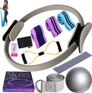 Better Me Pilates Kit, 11-Piece Better Me Pilates Kit, Booty Bands for Working Out Glutes Yoga Ball 25cm Figure 8 Resistance Band Yoga Bands for Stretching