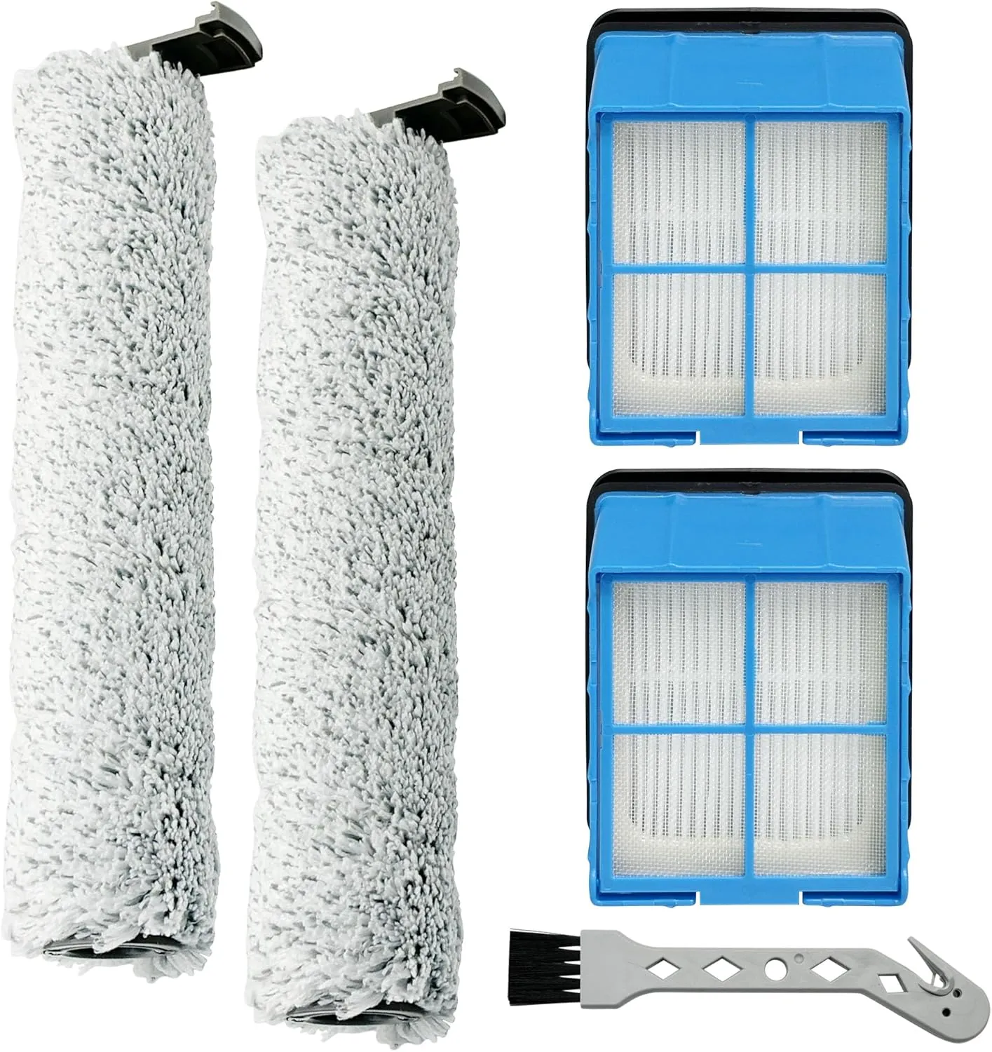 BISSELL 3882 Replacement Roller Brush & Filters, Compatible with CrossWave OmniForce 3882/3883/OmniFind 3967F/3970F Vacuum Cleaner - 2 Rollers   2 Filters   1 Tool