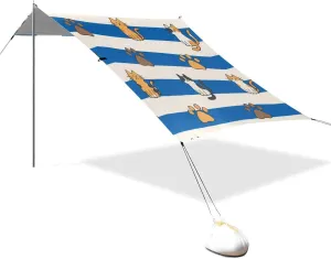 Blue White Striped Cat Paw Designed UPF50 Beach Tent Lightweight Sun Shelter with Sand Shovel for Camping, Picnics, Backyard carpas para Playa