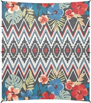 Bohemian Blue and red Patterns Foldable Beach Cabana UPF50  Water-Resistant Large Sun Shelter with Sandbags & Sand Shovel for Family Trips, Picnics & Camping