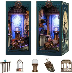Book Nook Kit - DIY Miniature House Dollhouse Kit for Adults and Teens Booknook 3D Wooden Puzzle Creative Bookshelf Décor Decorative Bookend Riddle on The Seabed