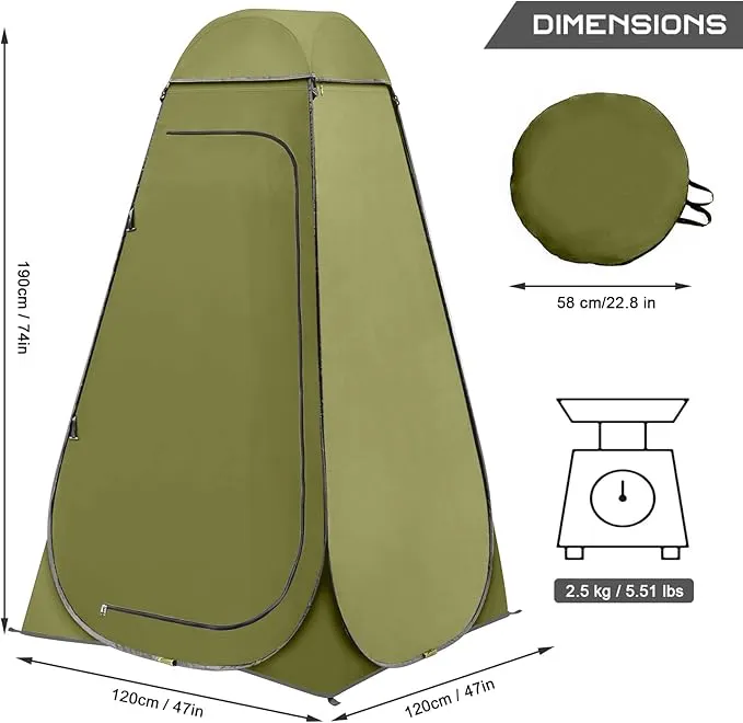 BRIAN & DANY Pop Up Shower Tent, Portable Privacy Camping Changing Tent, Camp Toilet Bathroom Pod with Rain Shelter & Windows, UPF 50  & Waterproof, 47.2" x 47.2" x 74.8"