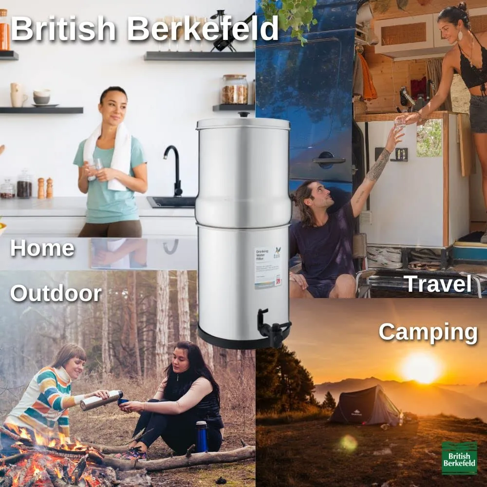 British Berkefeld Doulton 2.25 Gallon Countertop Gravity-Fed Water Filtration System Plus Four Ultra Sterasyl Ceramic Filter Candles
