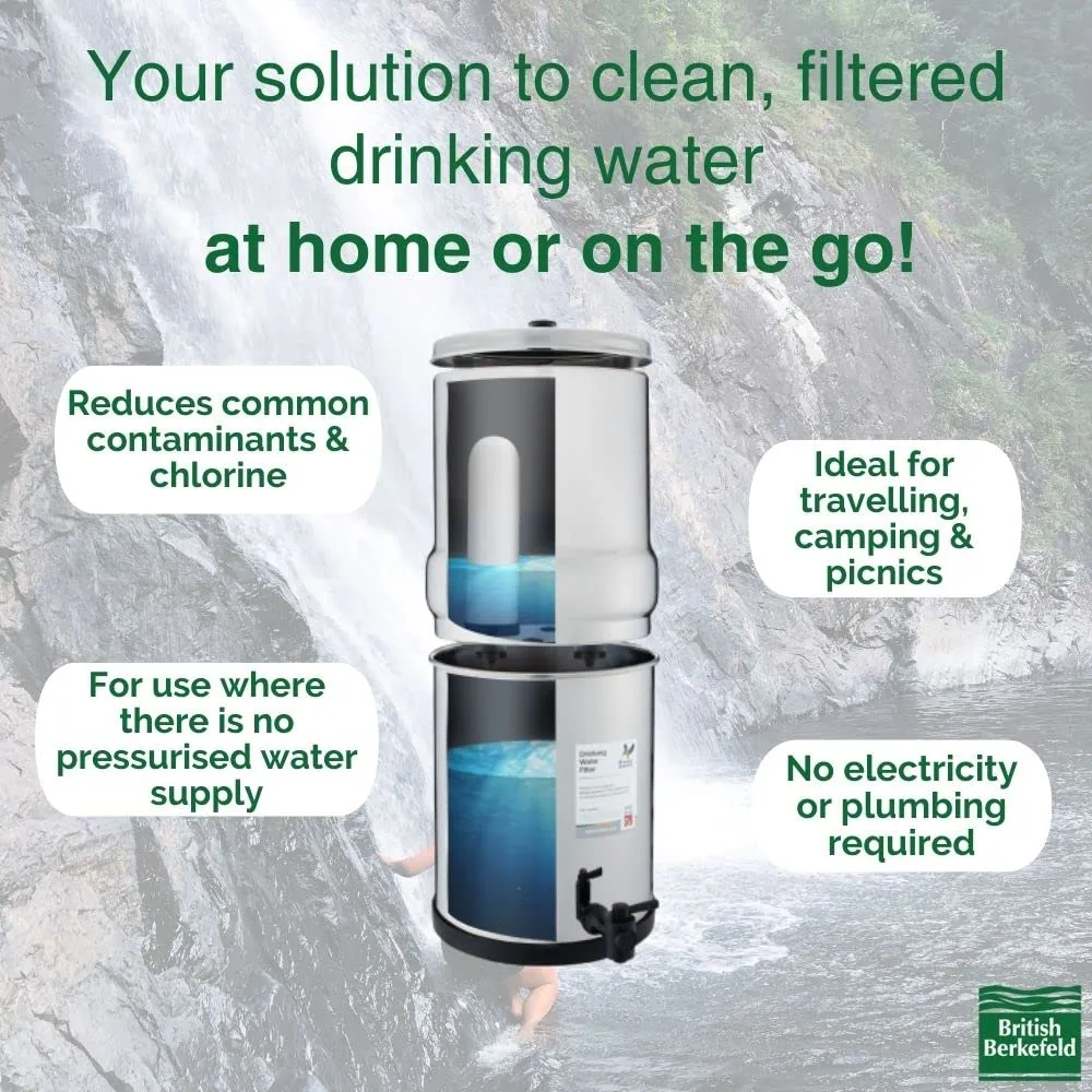 British Berkefeld Doulton 2.25 Gallon Countertop Gravity-Fed Water Filtration System Plus Four Ultra Sterasyl Ceramic Filter Candles