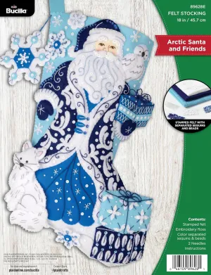 Bucilla, Arctic Santa & Friends, Felt Applique 18" Stocking Making Kit, Perfect for DIY Arts and Crafts, 89628E