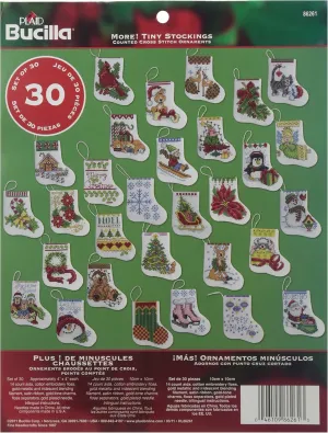 Bucilla Counted Cross Stitch Ornament Kit, 3.5 by 3.5-Inch, 86261 More Tiny Stockings (Set of 30)