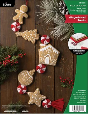 Bucilla, Gingerbread Treats, Perfect for DIY Arts and Crafts Projects Felt Garland Making Kit, 89779E