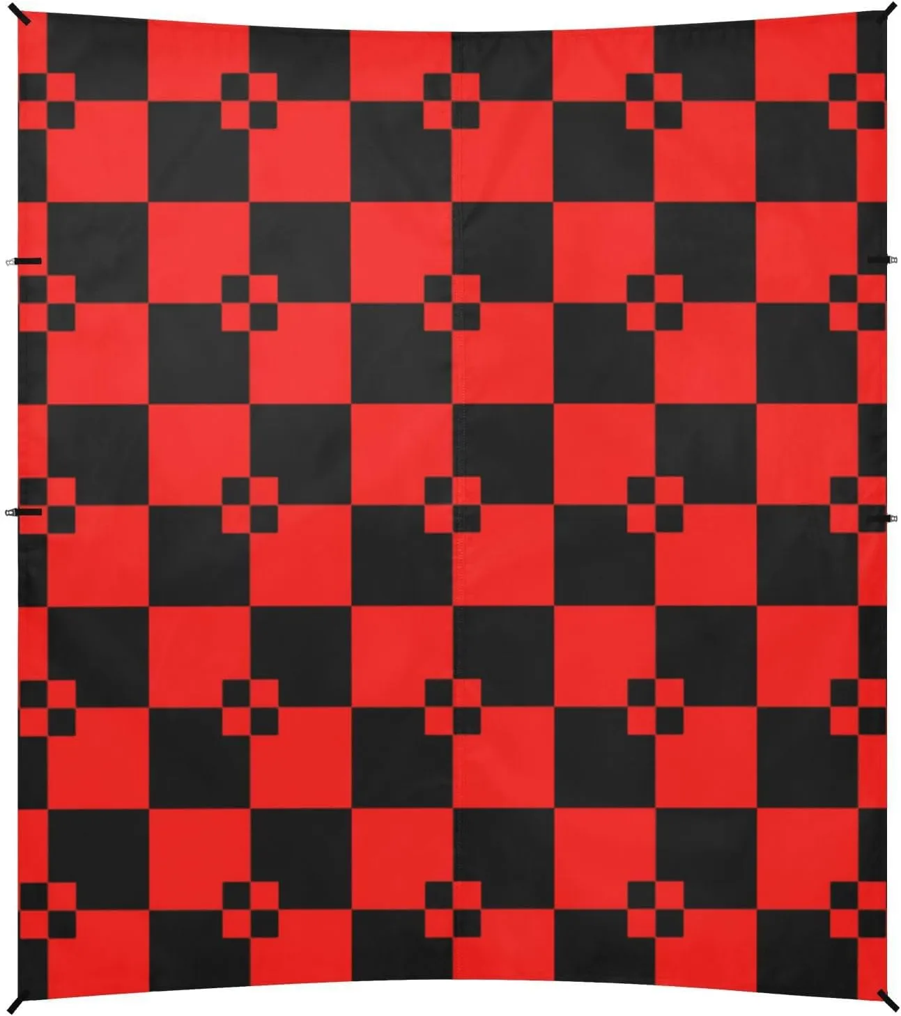 Buffalo Plaid Black Red Beach Tent UPF50 Easy Setup Large Sun Shelter with Sandbags, Sand Shovel, Poles for Backyard and Camping
