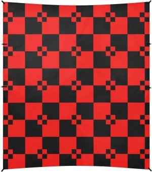 Buffalo Plaid Black Red Beach Tent UPF50 Easy Setup Large Sun Shelter with Sandbags, Sand Shovel, Poles for Backyard and Camping
